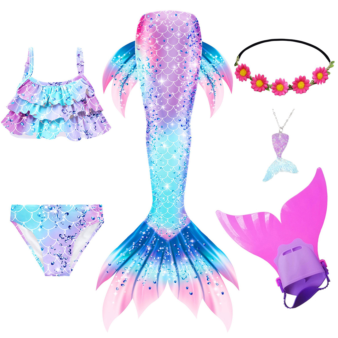 Flippers Swimming - 6 Buah/Set Kostum Putri Duyung Renang