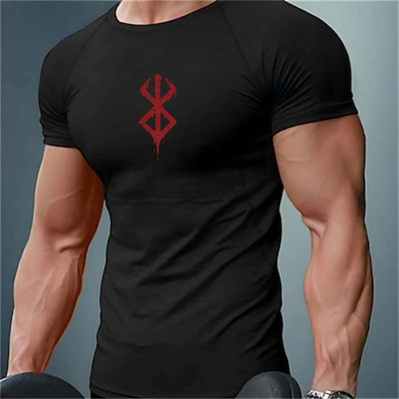 Rash Guard - Kaos Kompresi Pria Bermotif, Lengan Pendek,