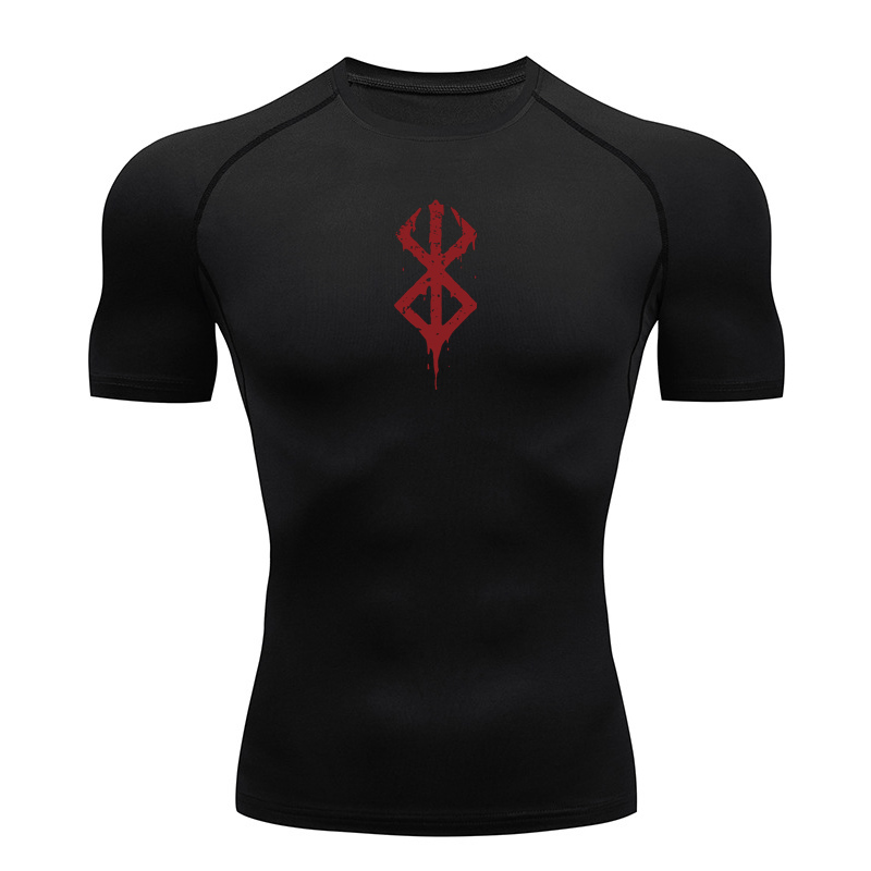 Rash Guard - Kaos Kompresi Pria Bermotif, Lengan Pendek,