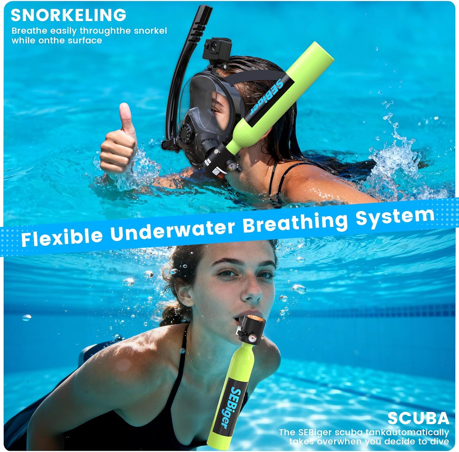 Tangki Scuba Mini 0.5L dengan  - Snorkel Set ulasan dan harga