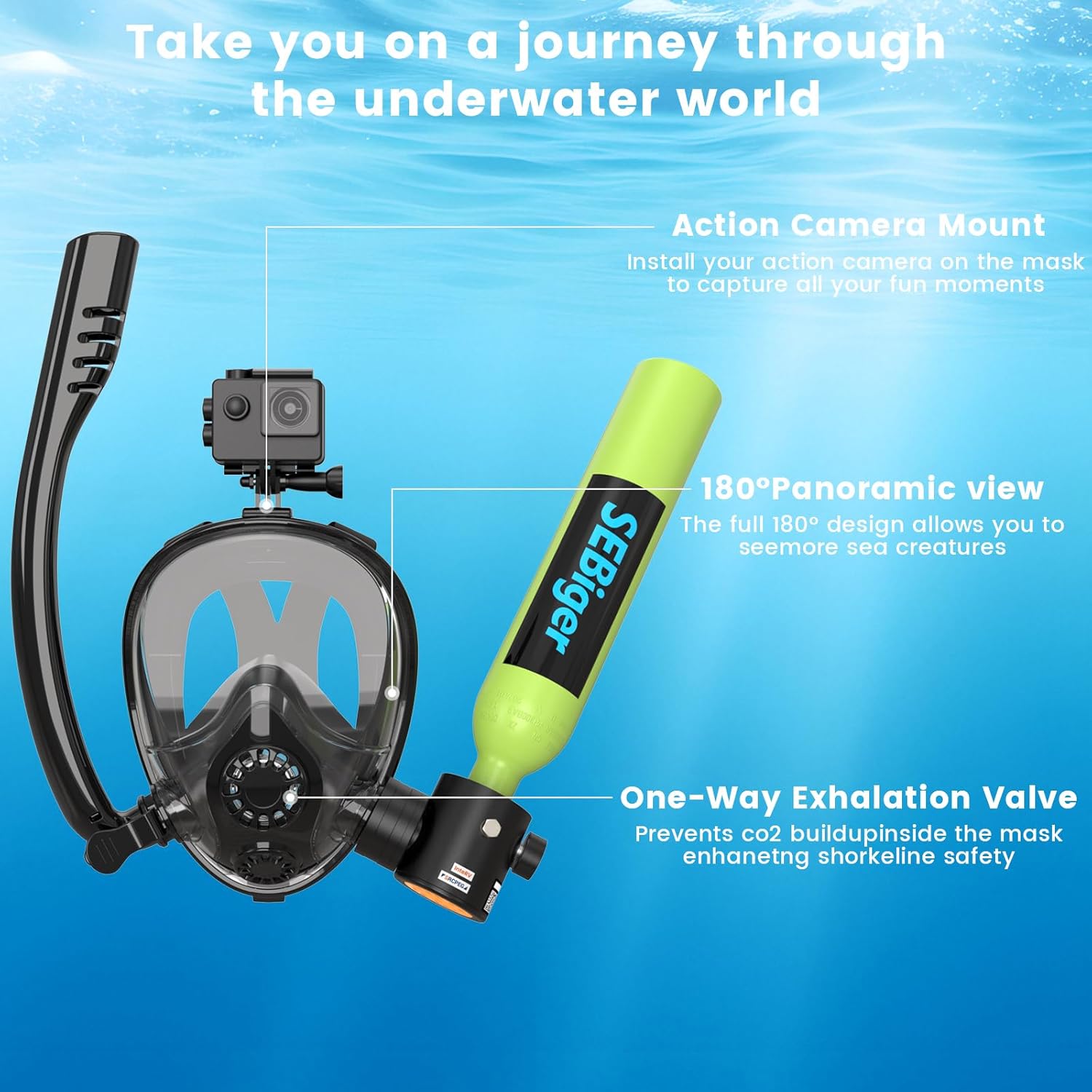 Tangki Scuba Mini 0.5L dengan  - Snorkel Set ulasan dan harga